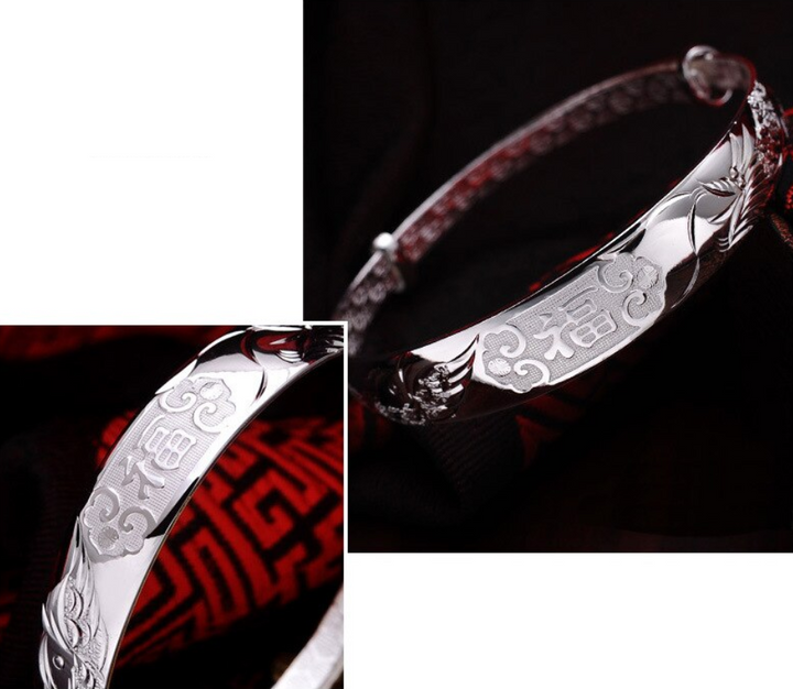 999 Fine Silver Lucky Dragon Bangle Bracelet #2