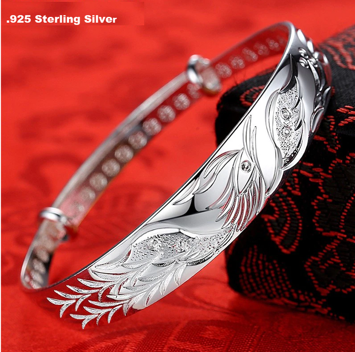 999 Fine Silver Lucky Dragon Bangle Bracelet
