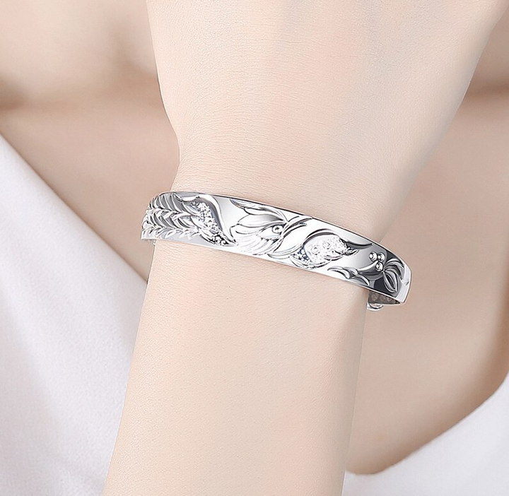 999 Fine Silver Lucky Dragon Bangle Bracelet