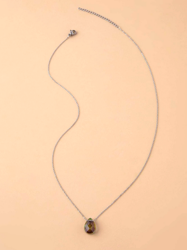Stainless Steel Color Changing Mood Pendant Necklace