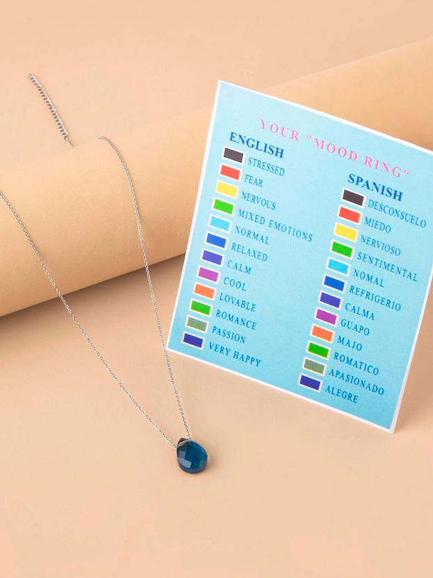 Stainless Steel Color Changing Mood Pendant Necklace