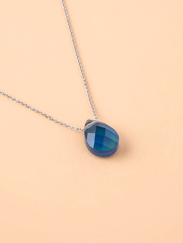 Stainless Steel Color Changing Mood Pendant Necklace