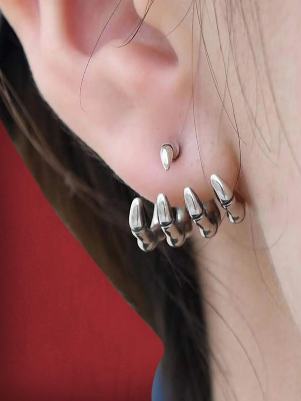 Grunge Punk Skeleton Hand Earrings
