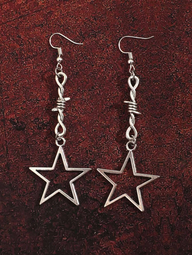 Grunge Punk Barbed Wire Star Earrings