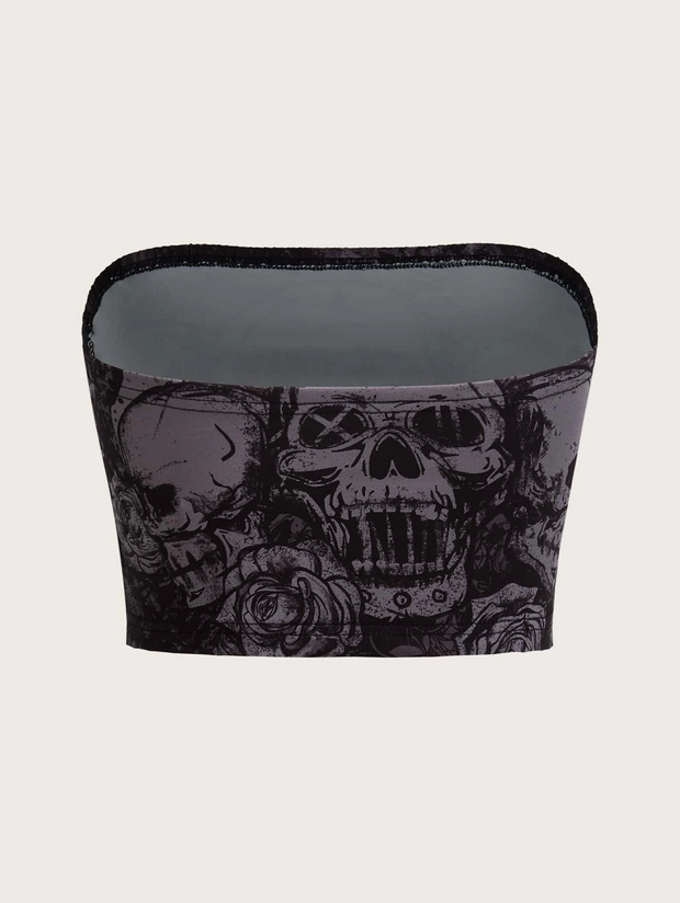 Punk Grunge Skull Tube Top
