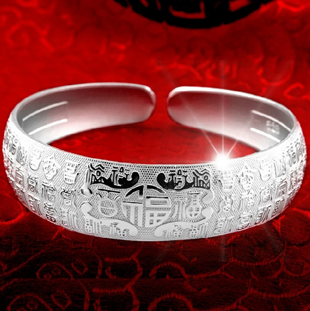 Blessing / Luck Adjustable Bracelet Bangle - S925 Silver