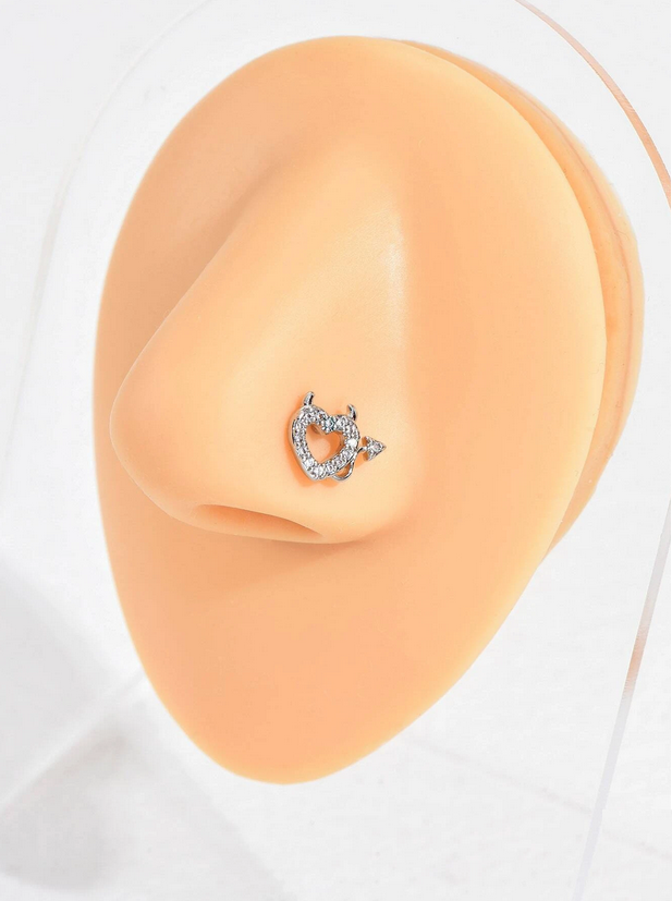 Rhinestone Devilish Heart Nose Ring