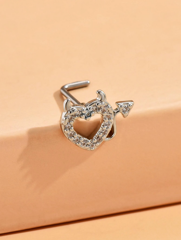 Rhinestone Devilish Heart Nose Ring