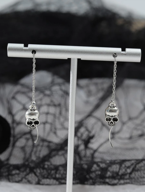 Skull Pass Through Threader Earrings
