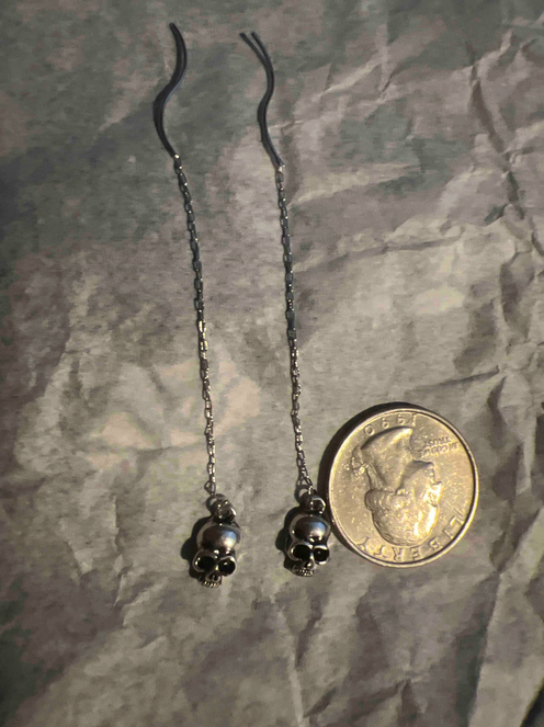 Skull Pass Through Threader Earrings