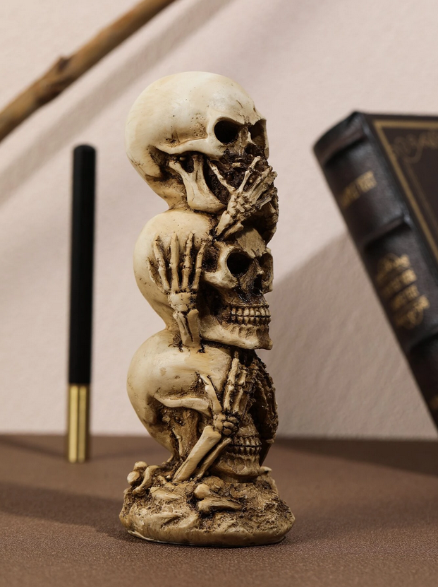Skeletons Hear, See, Speak No Evil Resin Centerpiece