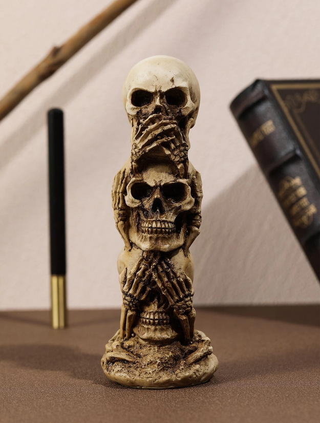 Skeletons Hear, See, Speak No Evil Resin Centerpiece