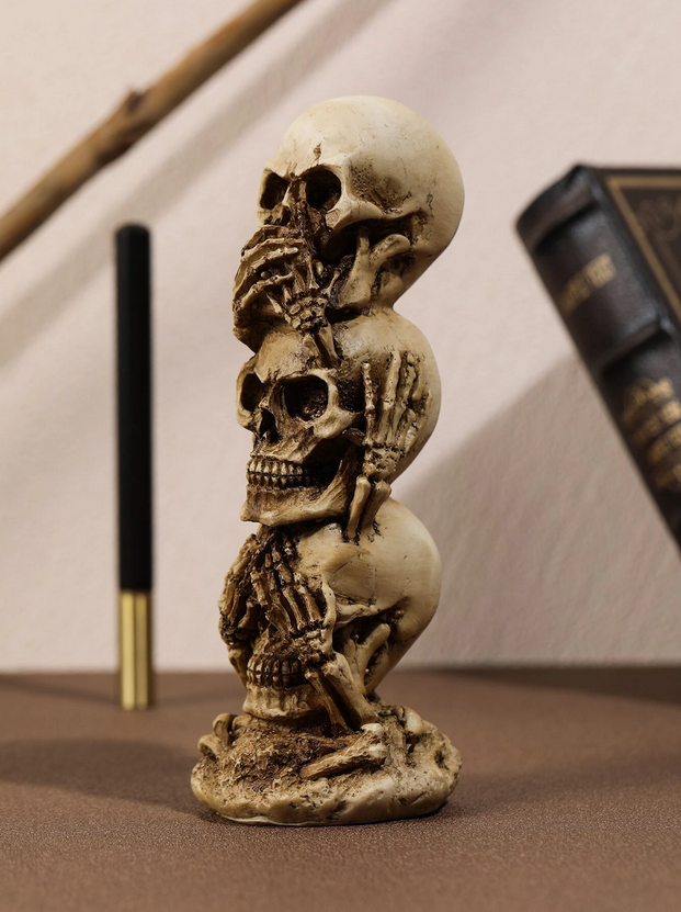 Skeletons Hear, See, Speak No Evil Resin Centerpiece