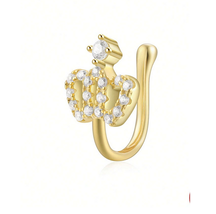 Cubic Zirconia Crown Sterling Silver Nose Cuff