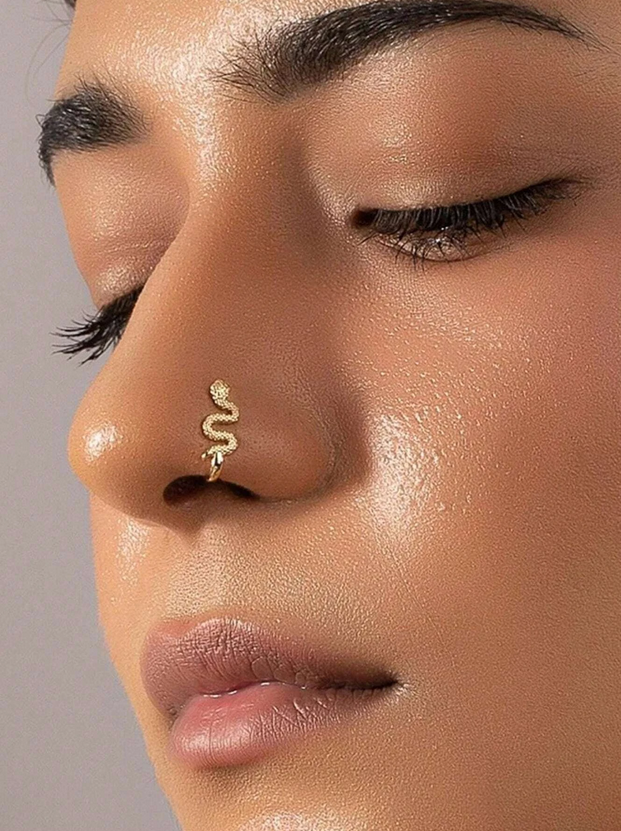 Gold Snake Sterling Silver Nose Cuff