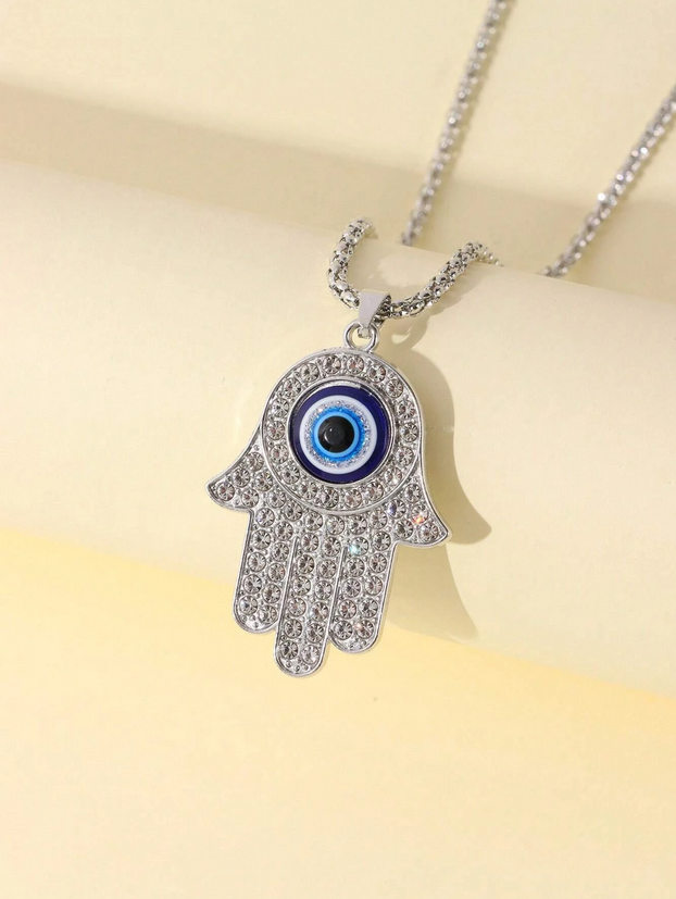Turkish Evil Eye & Hamsa Hand Pendant Necklace