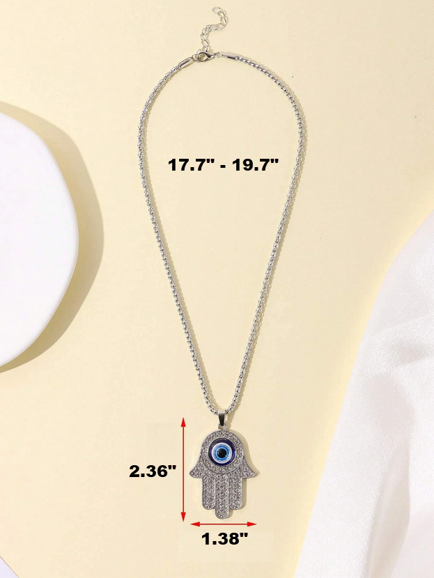 Turkish Evil Eye & Hamsa Hand Pendant Necklace