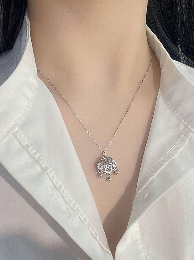 Chinese FU (Blessing) Symbol Necklace Sterling Silver