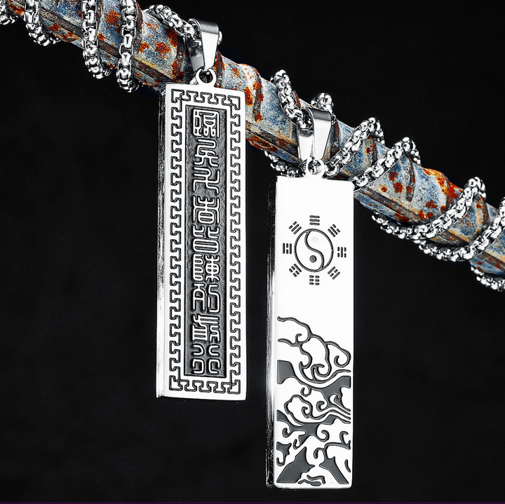 Ancient Tai Chi / Yin and Yang Mantra Necklace 316L SS