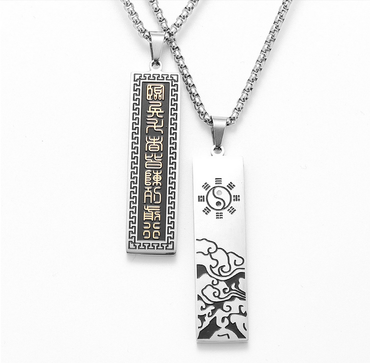 Ancient Tai Chi / Yin and Yang Mantra Necklace 316L SS