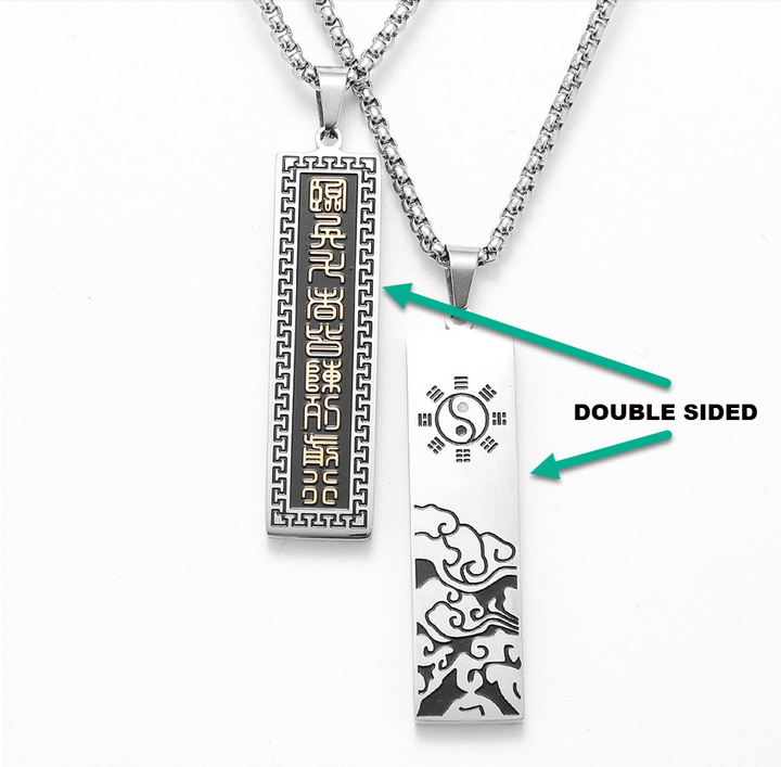 Ancient Tai Chi / Yin and Yang Mantra Necklace 316L SS