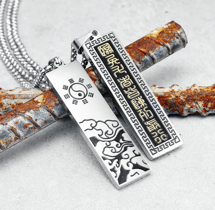 Ancient Tai Chi / Yin and Yang Mantra Necklace 316L SS