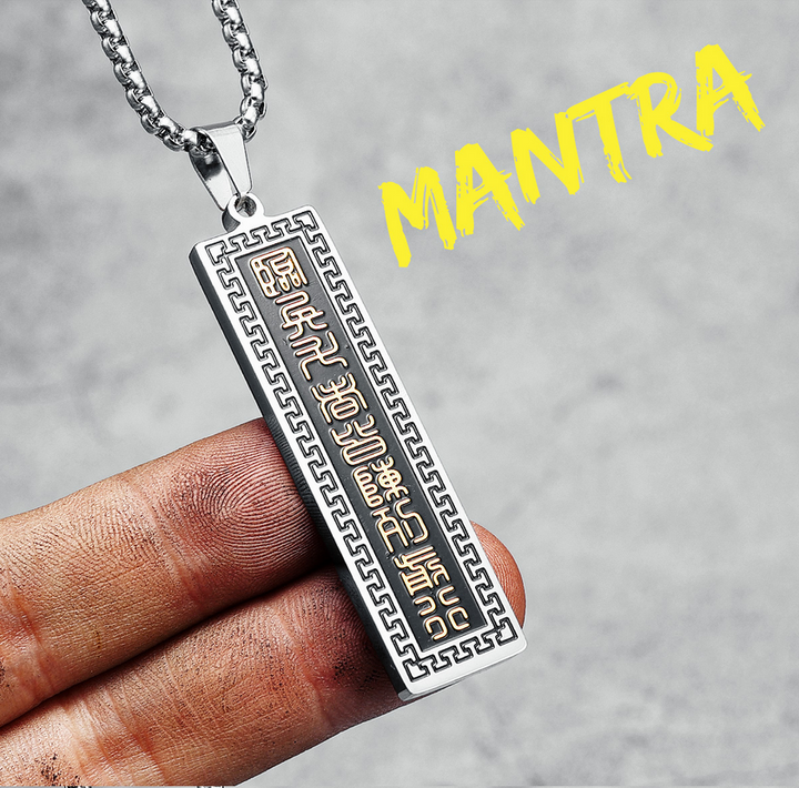 Ancient Tai Chi / Yin and Yang Mantra Necklace 316L SS