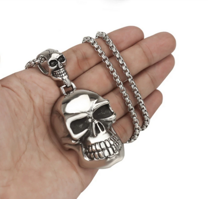 Gothic Big Dual Skull Necklace