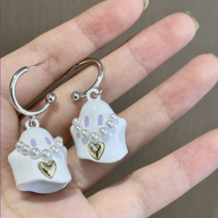Bling Ghost Sterling Silver Drop Earrings