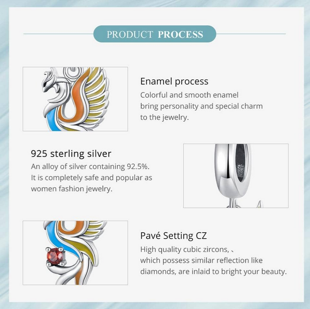 Phoenix Necklace W/ Cubic Zirconia 925 Sterling Silver