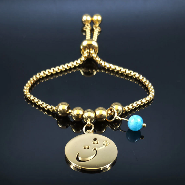 Om Sacred Symbol Natural Stone Stainless Steel Bracelet