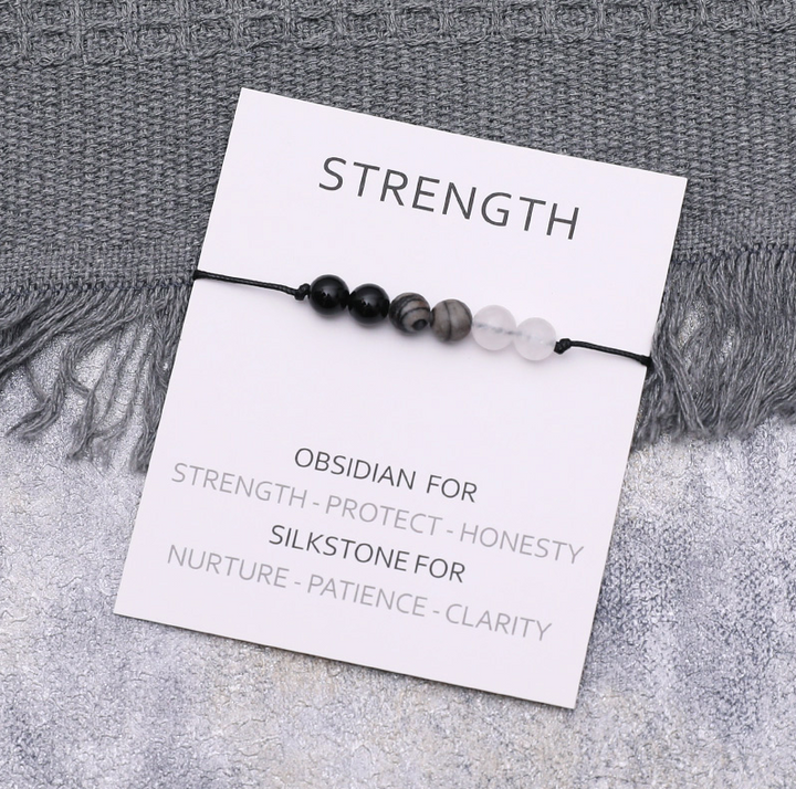 Set of 5 Positivity Natural Stone Bracelets