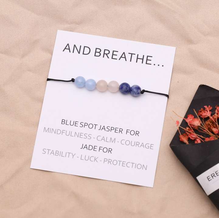 Set of 5 Positivity Natural Stone Bracelets
