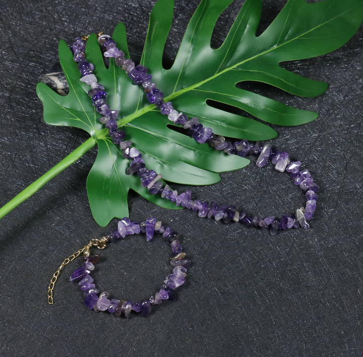 Top Grade Natural Amethyst Bead Bracelet / Necklace Set