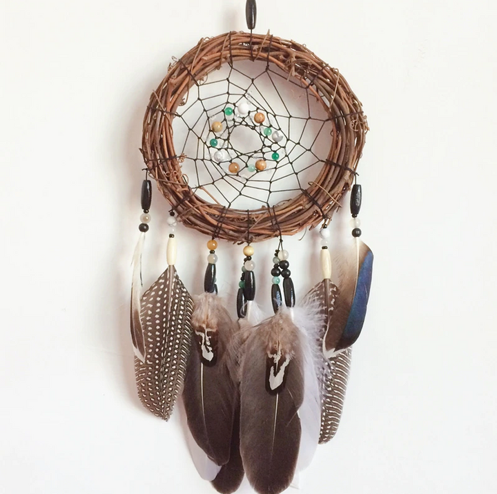 Norse Style Dreamcatcher With Natural Feathers