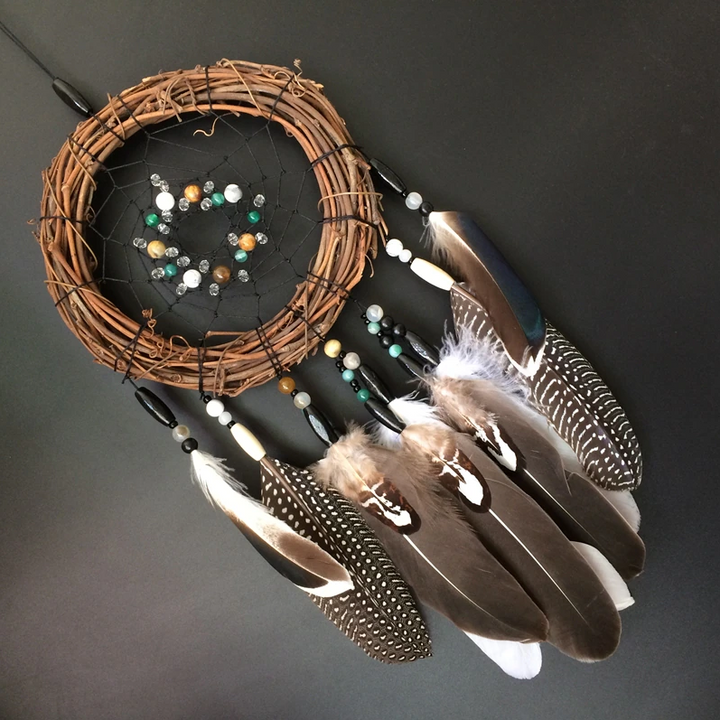 Norse Style Dreamcatcher With Natural Feathers