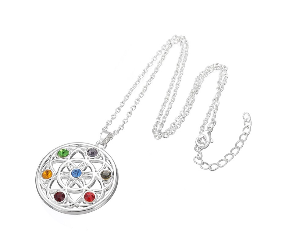 Reiki 7 Chakra Natural Gemstone Flower Necklace – Mystic Trends