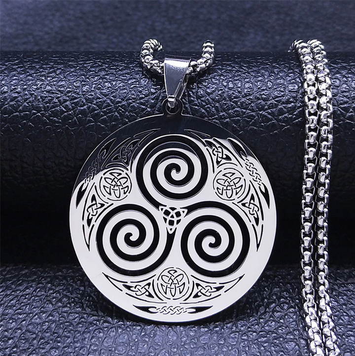 Stainless Steel Viking Triskelion  Vortex Necklace