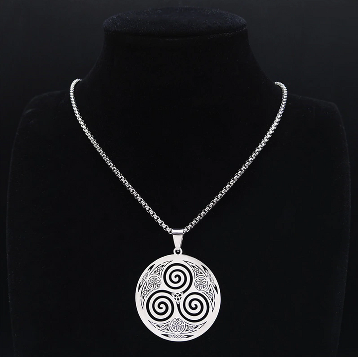 Stainless Steel Viking Triskelion  Vortex Necklace