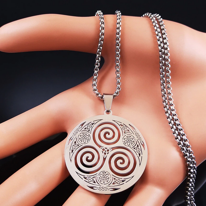 Stainless Steel Viking Triskelion  Vortex Necklace