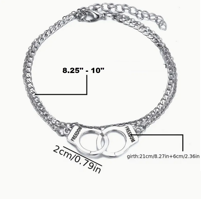 Punk Stainless Steel Handcuffs Dual Chain Anklet