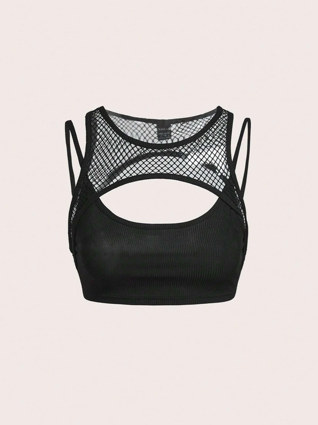 Cut Out Front 2 In 1 Crop Tank Top