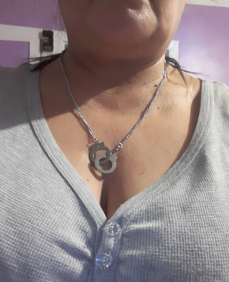 Punk Stainless Steel Long Chain Handcuffs Necklace