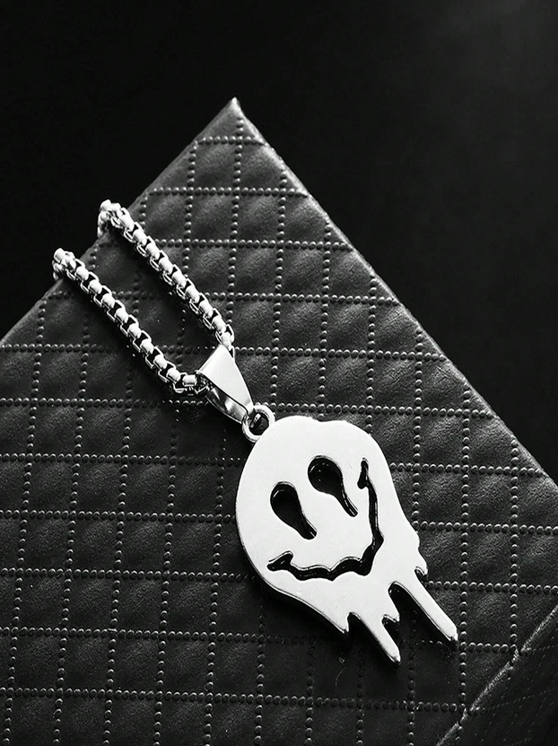 Punk Stainless Steel Melting Emoji Necklace