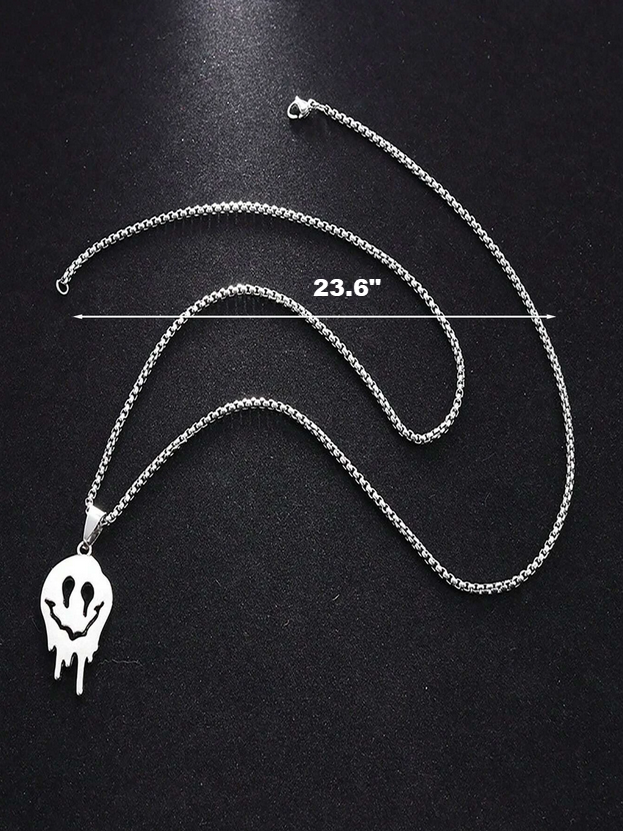 Punk Stainless Steel Melting Emoji Necklace