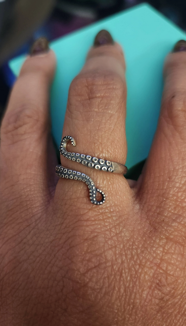 Octopus Tentacle Adjustable Sterling Silver Ring