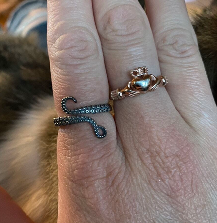 Octopus Tentacle Adjustable Sterling Silver Ring