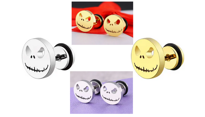 Jack Skellington Earrings (Gold or Silver)
