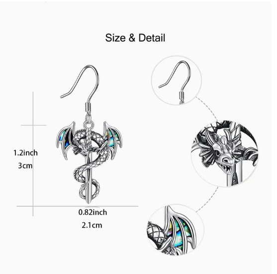Chinese Dragon Sword Earrings