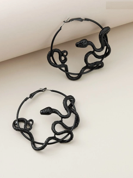 Gothic Serpent Hoop Earrings